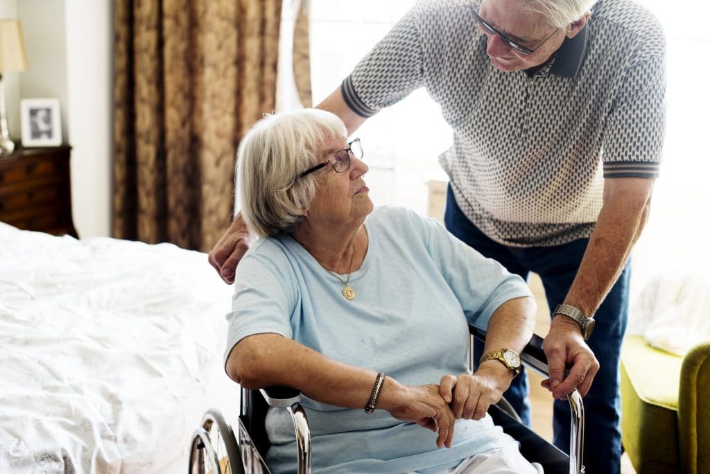 Senior couple taking care of each other