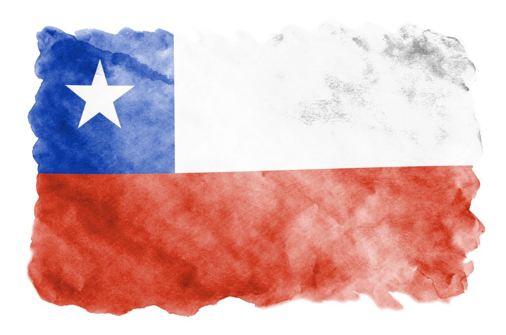 Chile flag is depicted in liquid watercolor style isolated on white background