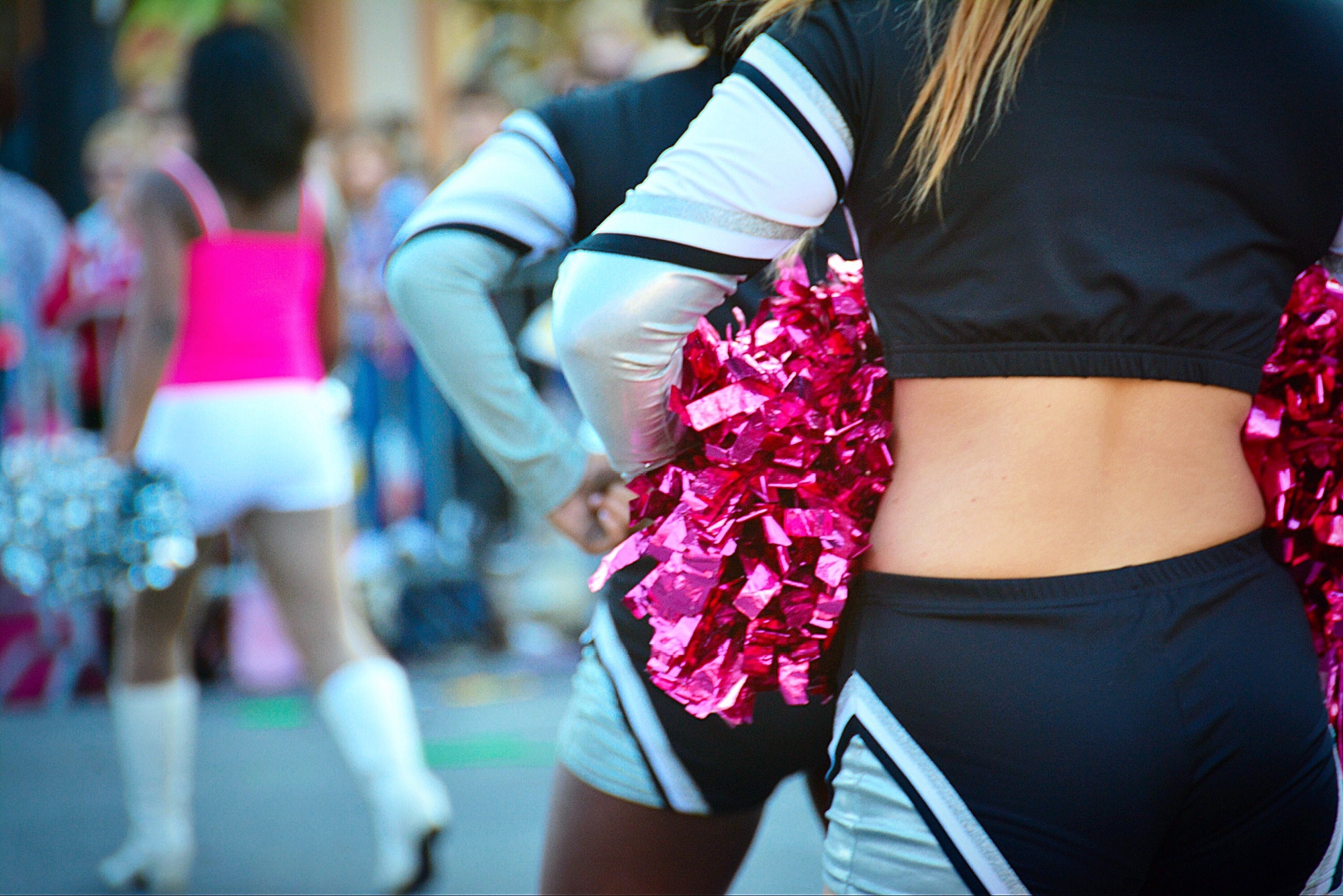 Pink pom poms