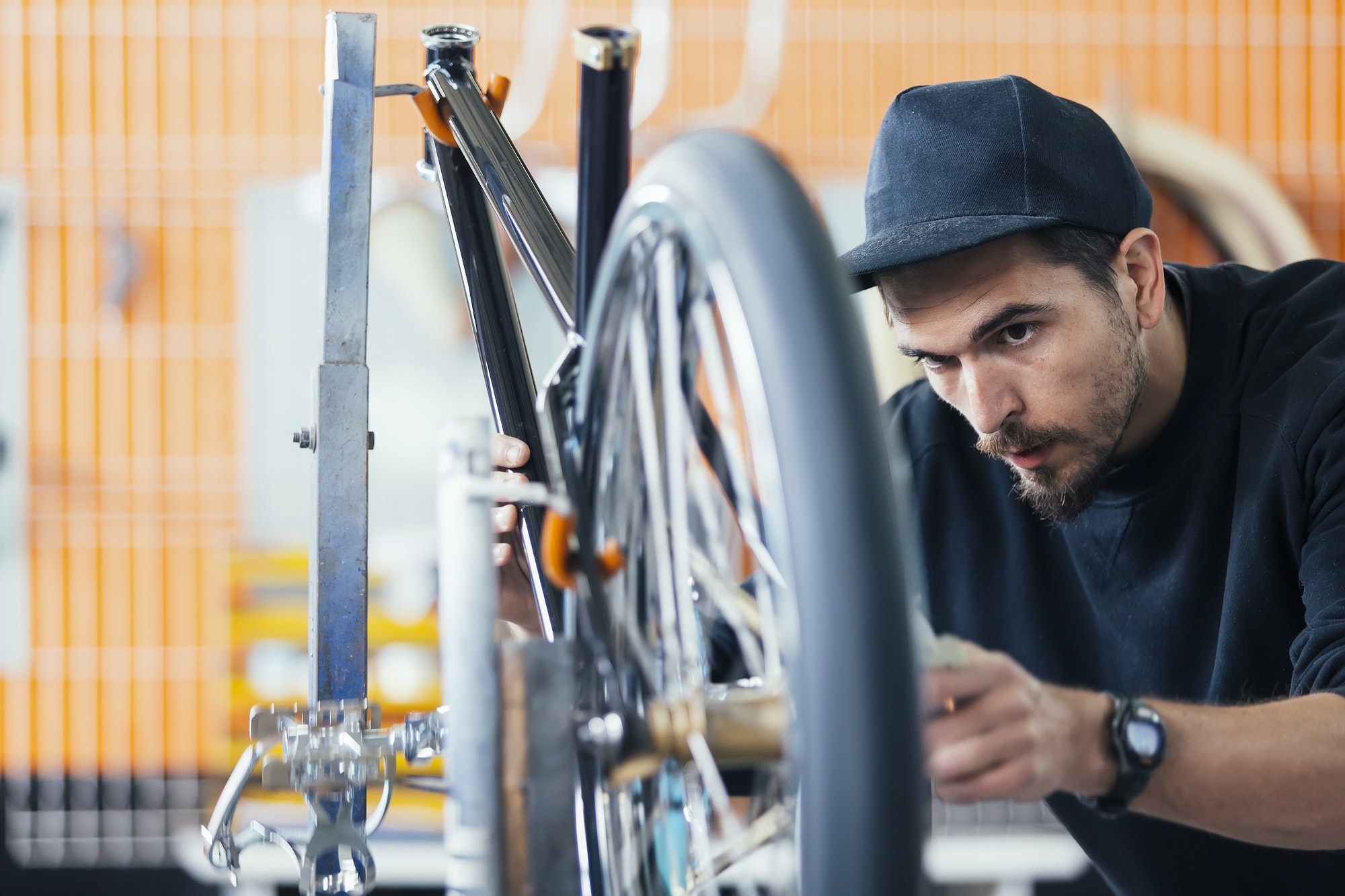 Professional craftsman assembling his creation