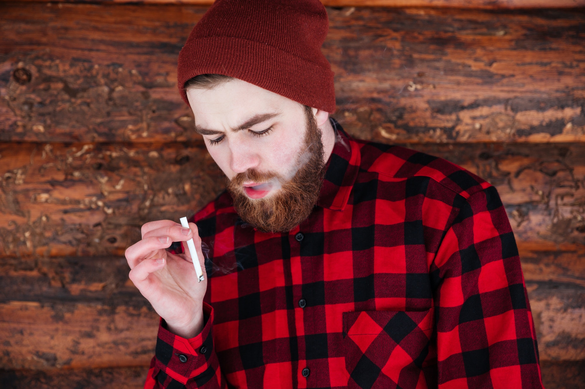 Man smoking cigarette