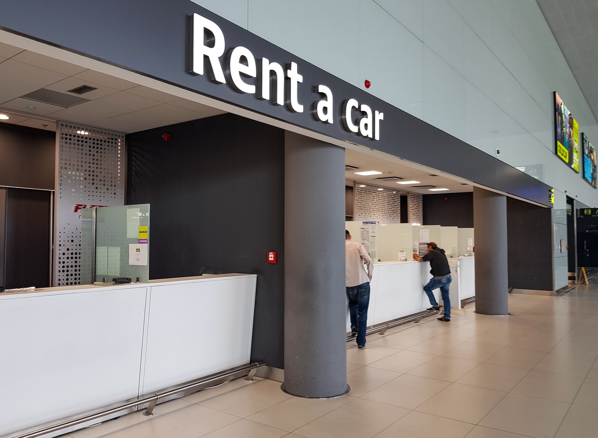 Rent a car counter at the airport.